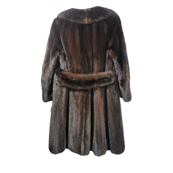 Dicker and Dicker Authentic Mink Fur Coat in Dark Brown Bev. Hills New York